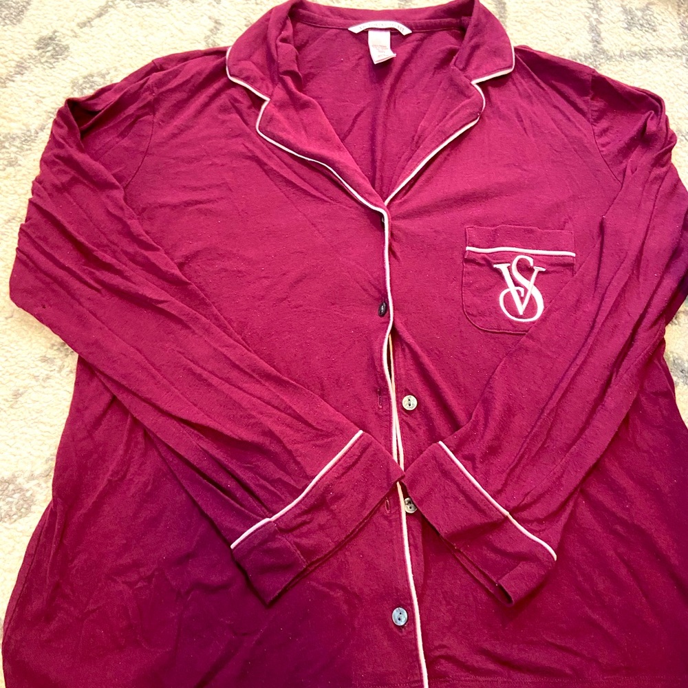 VS Maroon button up pajama set